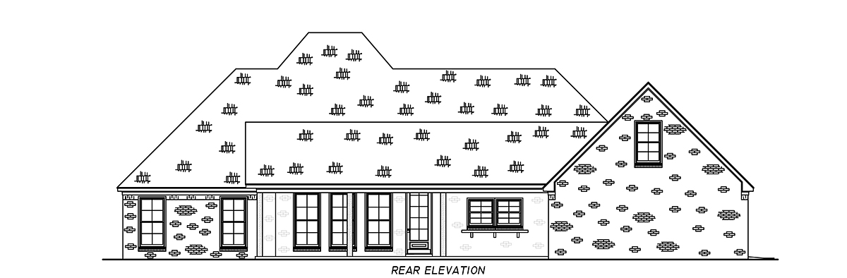 French Country Traditional Rear Elevation of Plan 74662