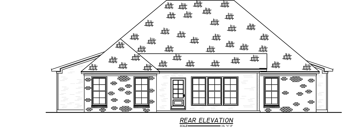 French Country Traditional Rear Elevation of Plan 74664