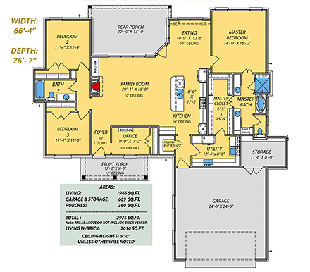 House Plan 74665 First Level Plan