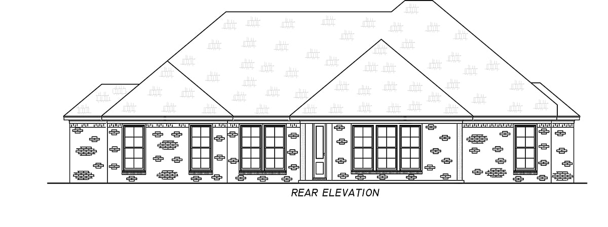 French Country Traditional Rear Elevation of Plan 74665