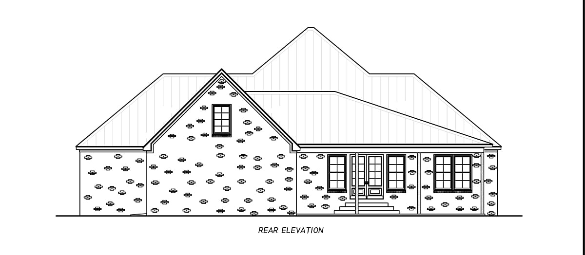 Country Farmhouse Traditional Rear Elevation of Plan 74667