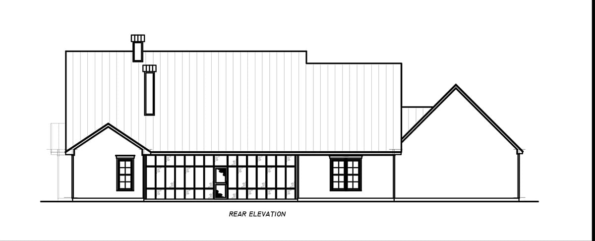 Country Farmhouse Traditional Rear Elevation of Plan 74668