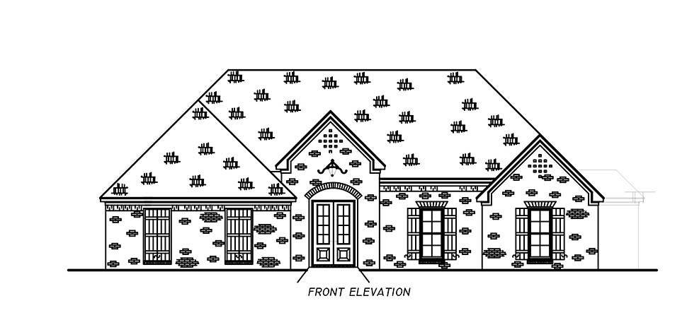 French Country Plan with 2322 Sq. Ft., 4 Bedrooms, 3 Bathrooms, 2 Car Garage Picture 4