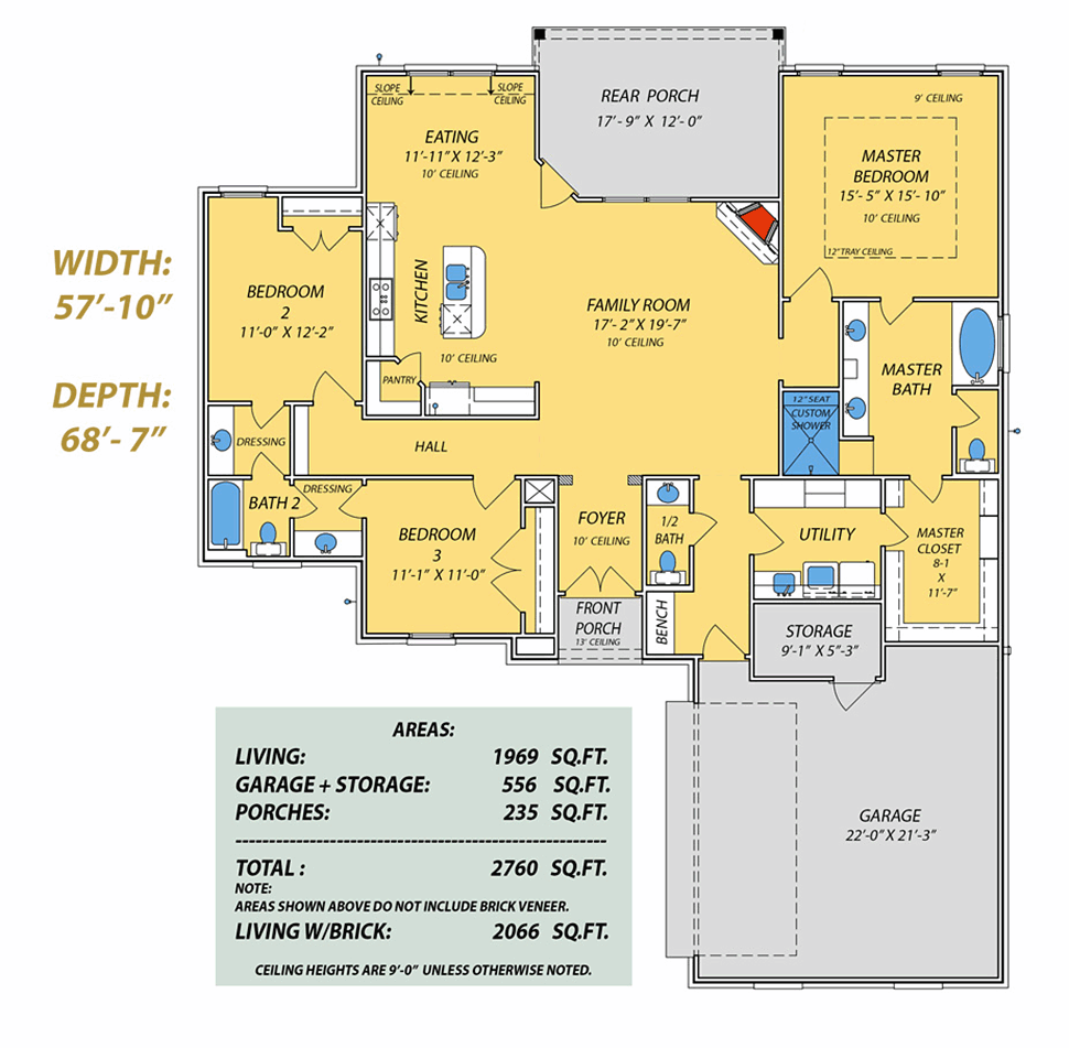 French Country Traditional Level One of Plan 74674