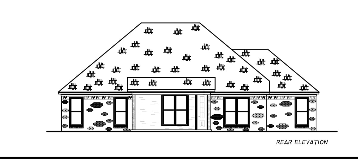 French Country Traditional Rear Elevation of Plan 74674