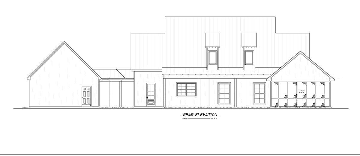 Country Farmhouse Traditional Rear Elevation of Plan 74676