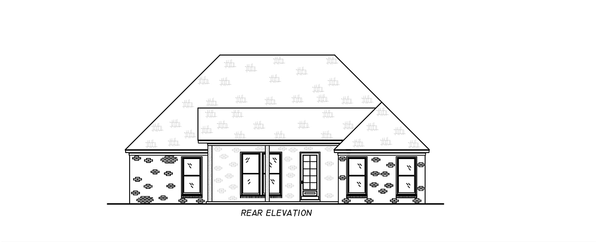 Traditional Rear Elevation of Plan 74677