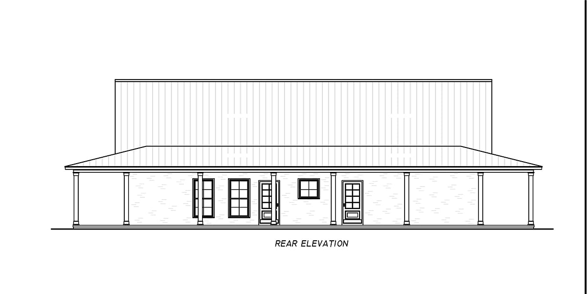 Country Farmhouse Traditional Rear Elevation of Plan 74680