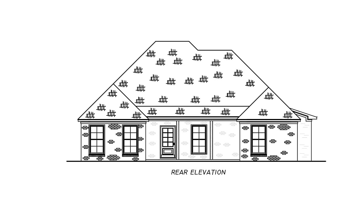 Acadian French Country Traditional Rear Elevation of Plan 74683
