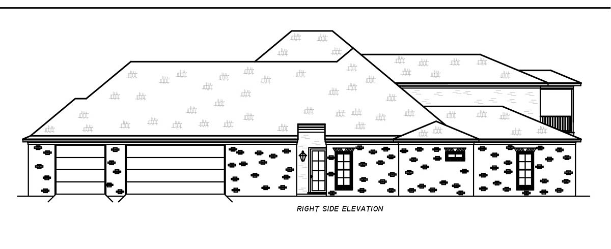 Acadian, French Country, Traditional Plan with 3329 Sq. Ft., 3 Bedrooms, 4 Bathrooms, 3 Car Garage Picture 2