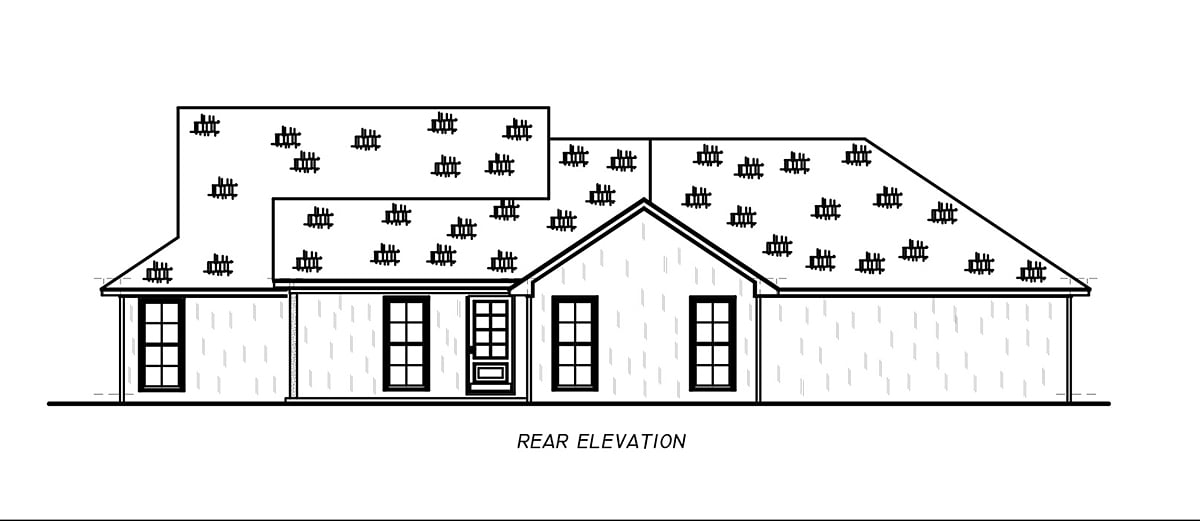 Acadian French Country Traditional Rear Elevation of Plan 74685