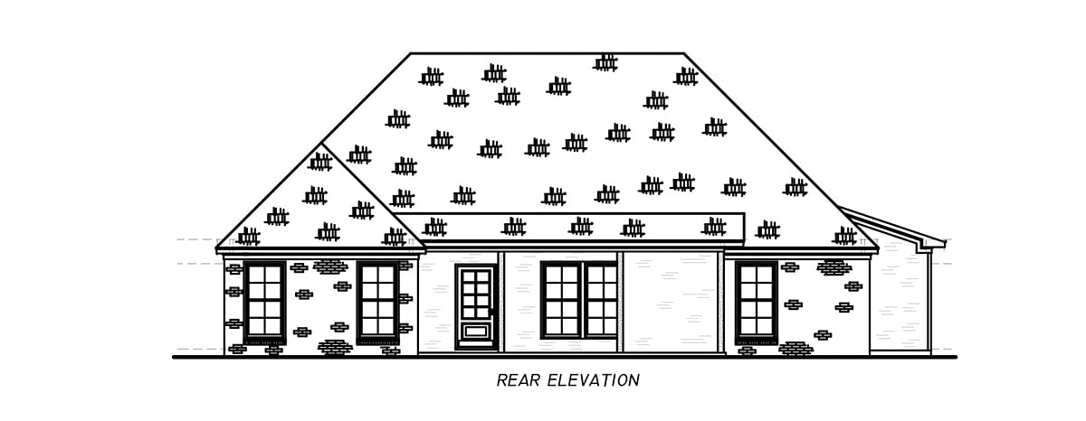 Country Traditional Rear Elevation of Plan 74688