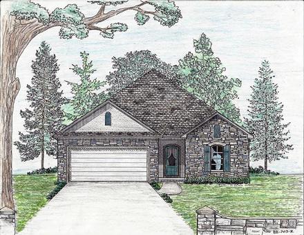 Cottage Country European Elevation of Plan 74703