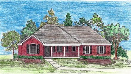 Cottage Country European Ranch Southern Victorian Elevation of Plan 74714