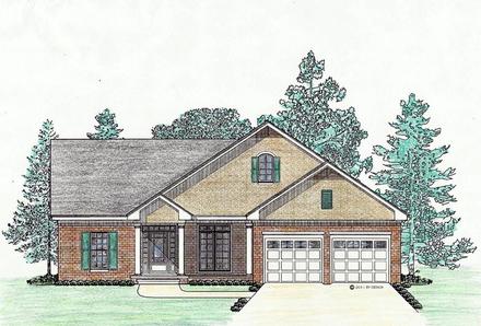 Cottage Country Craftsman Southern Elevation of Plan 74721