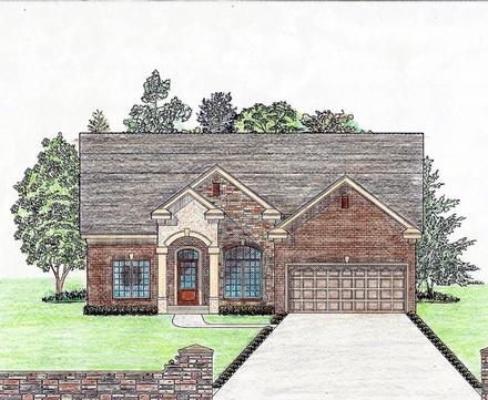 Cottage Country Craftsman Ranch Southern Elevation of Plan 74724