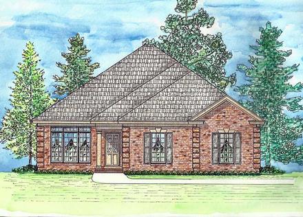 Cottage European Southern Traditional Elevation of Plan 74728