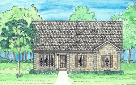 Cottage European Southern Traditional Elevation of Plan 74729