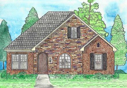 Cottage European Southern Traditional Elevation of Plan 74730