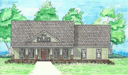 Bungalow Cabin Cottage Country Craftsman Farmhouse Southern Traditional Elevation of Plan 74734