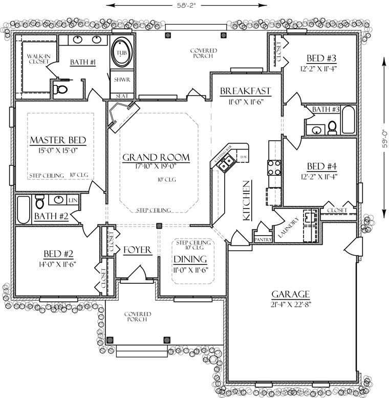 Bungalow Cabin Cottage Country Craftsman Farmhouse Southern Traditional Level One of Plan 74735