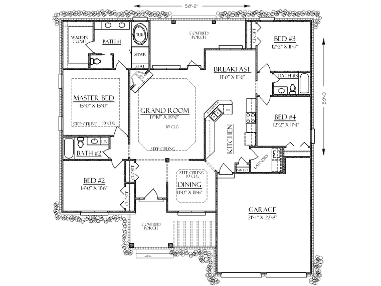 Bungalow Craftsman Traditional Level One of Plan 74736