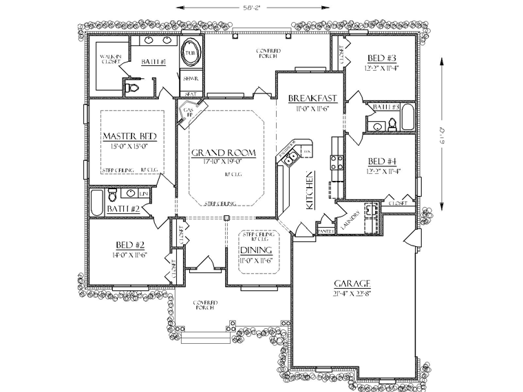 Bungalow Coastal Cottage Country Craftsman European Farmhouse Southern Traditional Level One of Plan 74737