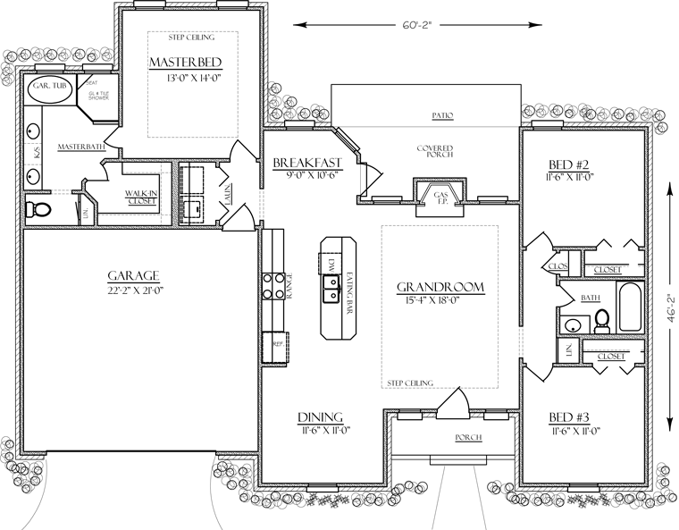 Bungalow Country Craftsman Ranch Southern Southwest Level One of Plan 74752