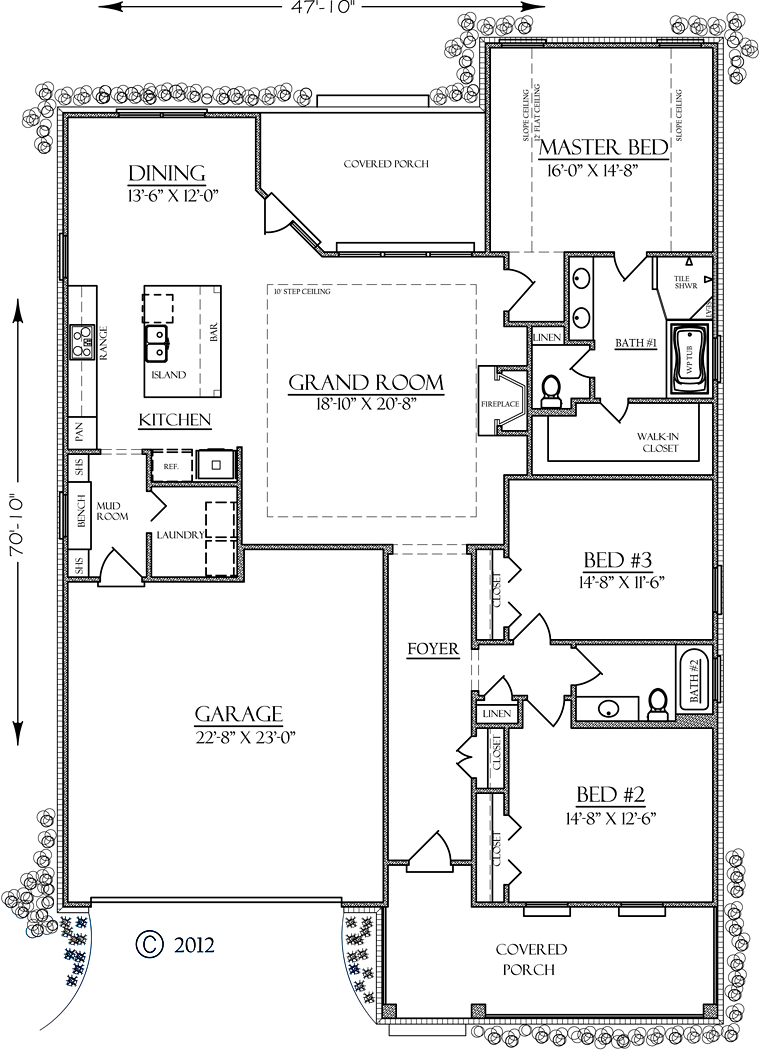 Bungalow Country Craftsman Southern Level One of Plan 74755