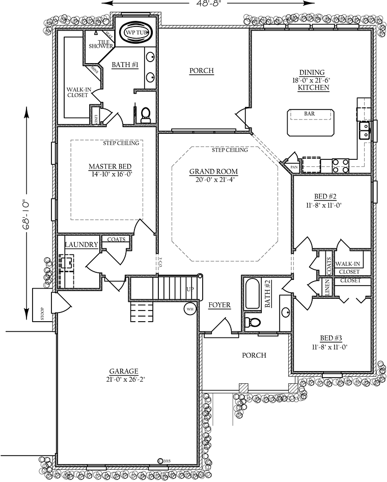 Country Craftsman Southern Level One of Plan 74758
