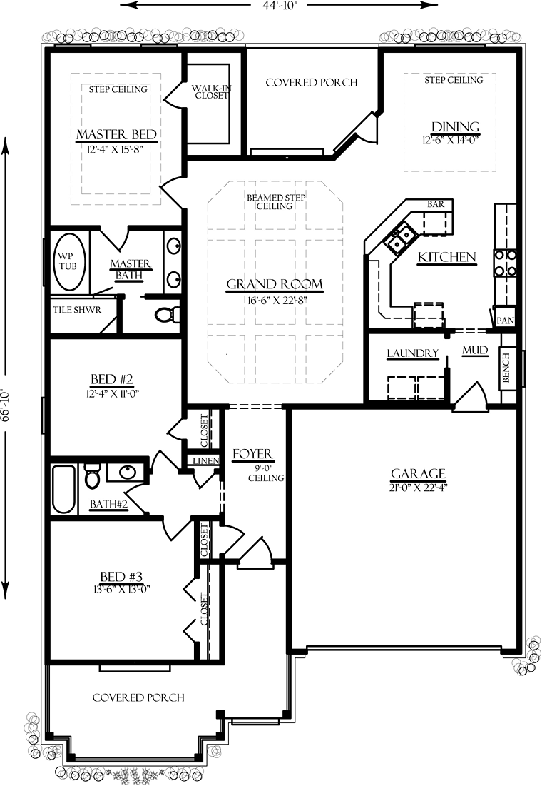 Cottage Country Traditional Level One of Plan 74759