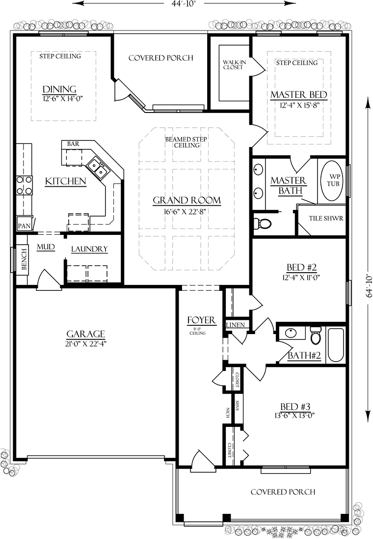 Bungalow Country Craftsman Level One of Plan 74760
