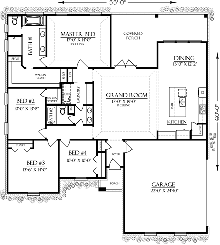 House Plan 74761 First Level Plan