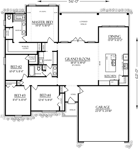 House Plan 74764 First Level Plan