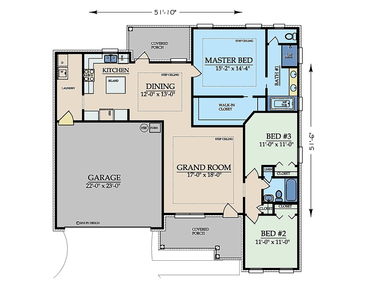 Colonial Cottage Southern Level One of Plan 74767