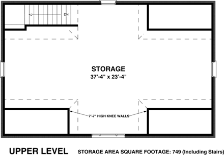 Garage Plan 74801 - 3 Car Garage Second Level Plan