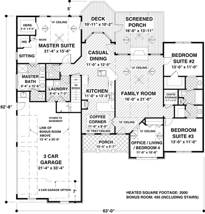 House Plan 74805 First Level Plan