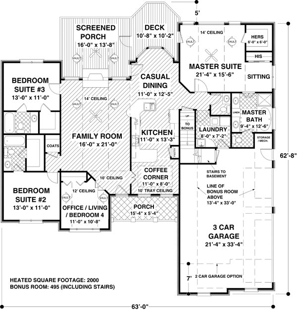 House Plan 74810 Level One