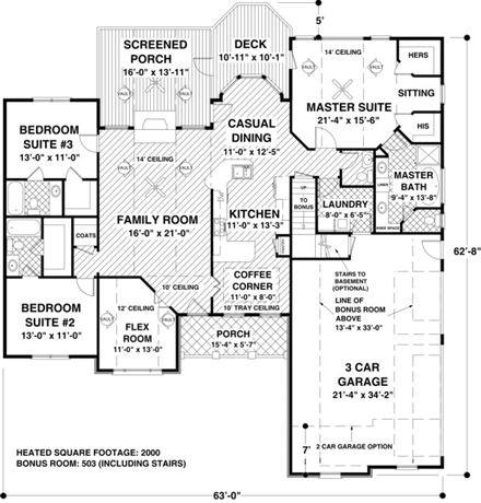 House Plan 74811 First Level Plan