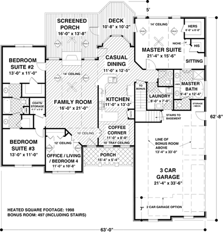 House Plan 74813 First Level Plan