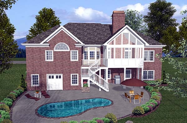 One-Story Traditional Rear Elevation of Plan 74813