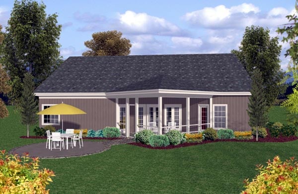 Craftsman One-Story Rear Elevation of Plan 74815