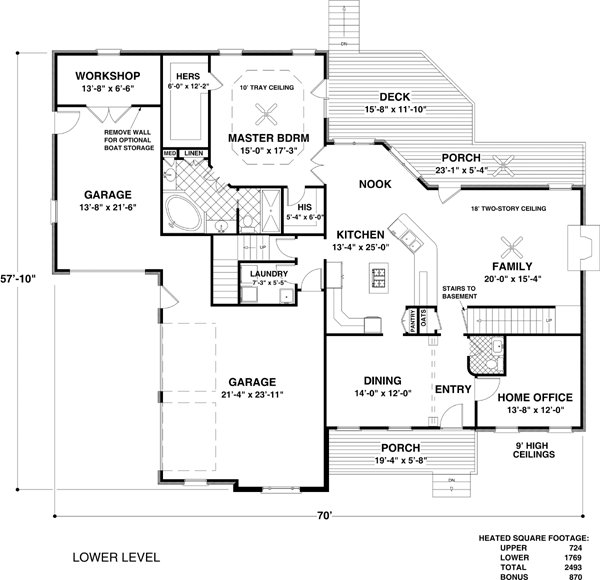 Craftsman Traditional Level One of Plan 74816