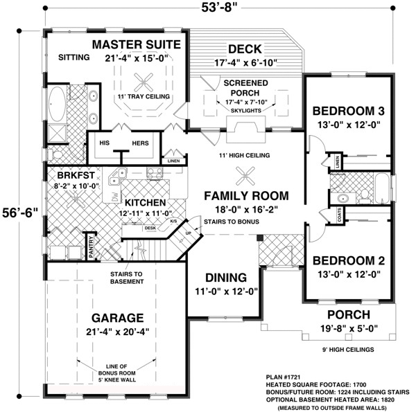 Craftsman Traditional Level One of Plan 74818