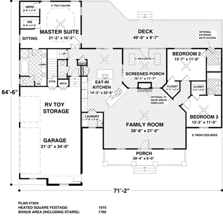 House Plan 74819 First Level Plan