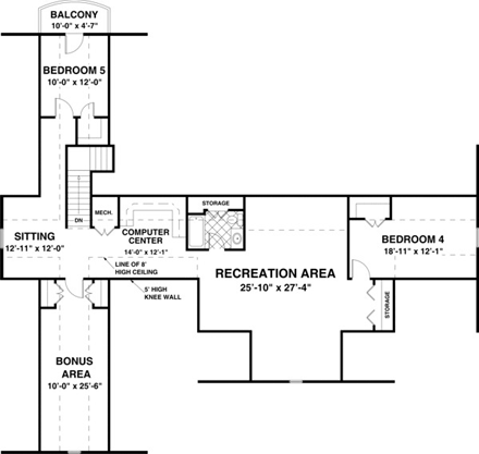 House Plan 74819 Second Level Plan