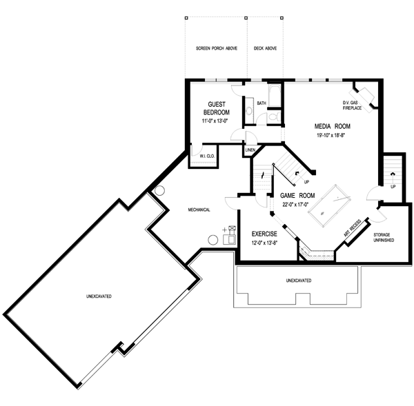 Craftsman Lower Level of Plan 74824