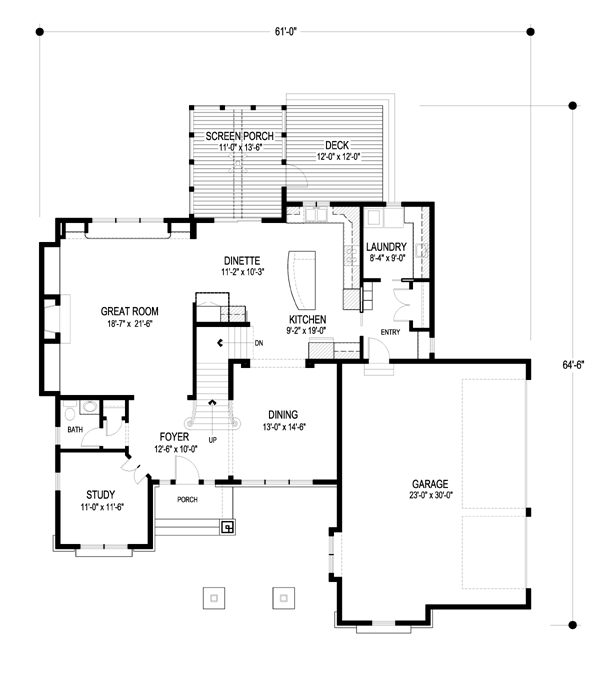 Craftsman Traditional Level One of Plan 74826
