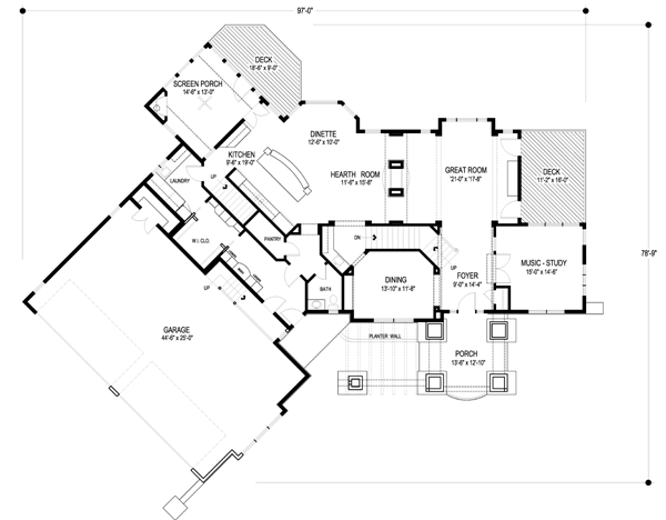 Cape Cod Craftsman Tuscan Level One of Plan 74827