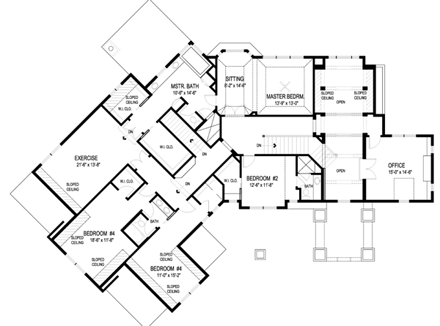 House Plan 74827 Second Level Plan